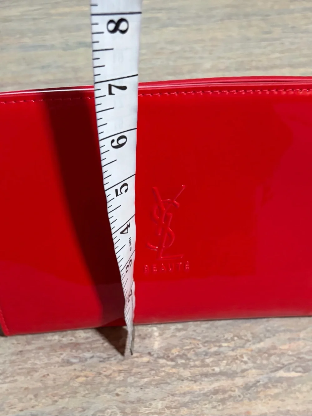 Yves Saint Laurent Beaute Glossy Red Cosmetic Case with Embossed YSL